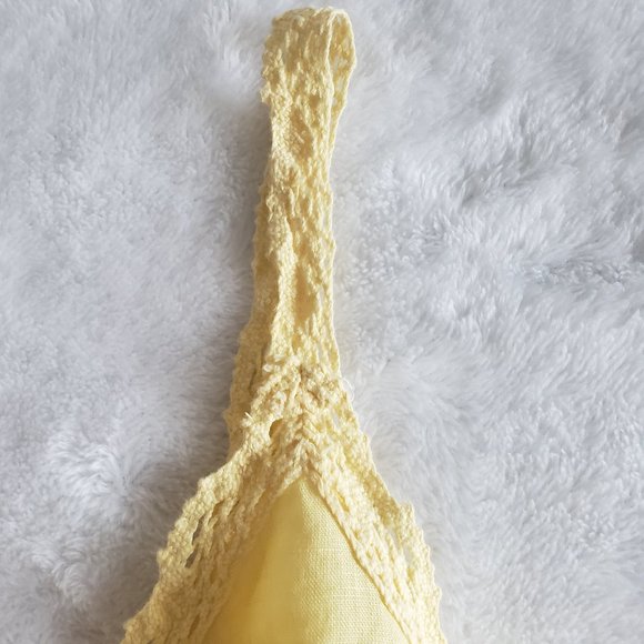 ACROBAT Crochet Empire V Neck Sleeveless Tunic Yellow Top SZ S - Picture 7 of 14